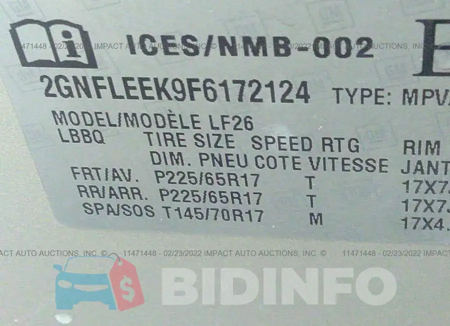 2GNFLEEK9F6172124 Photo# 9