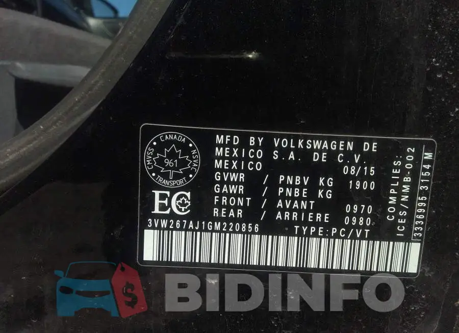 3VW267AJ1GM220856 Photo# 9