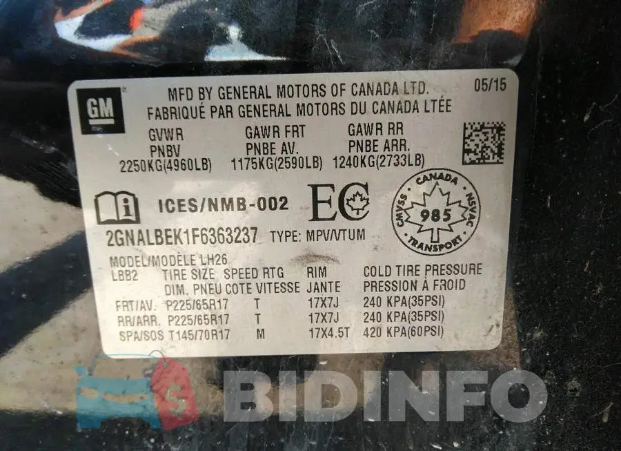 2GNALBEK1F6363237 Photo# 9
