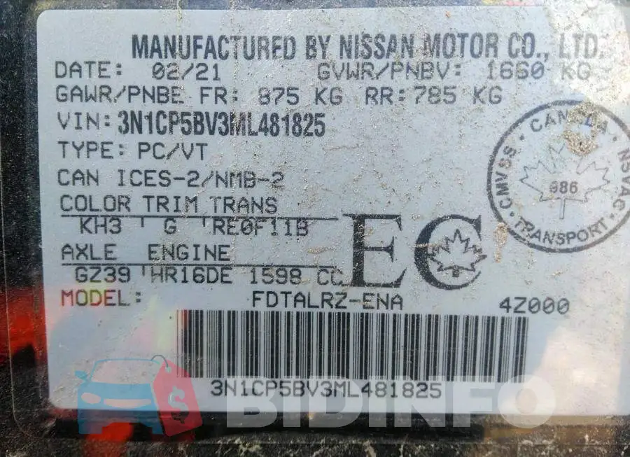 3N1CP5BV3ML481825 Photo# 9