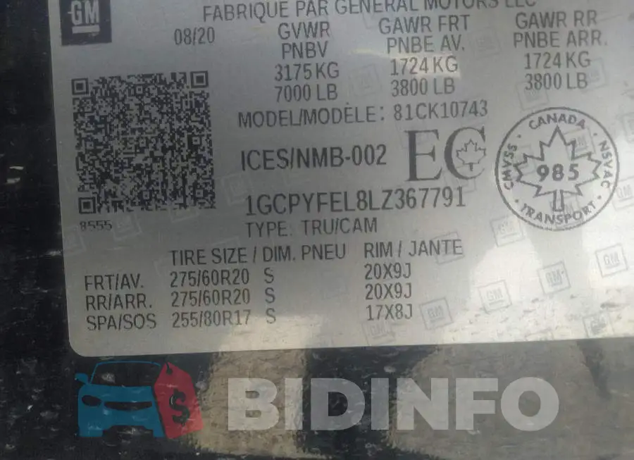 1GCPYFEL8LZ367791 Photo# 9
