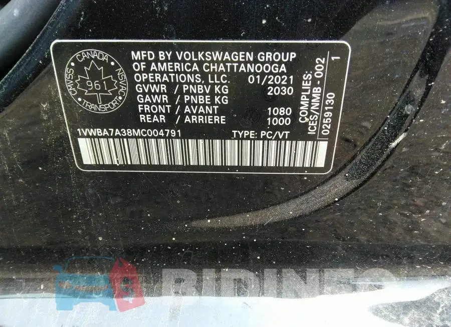 1VWBA7A38MC004791 Photo# 9