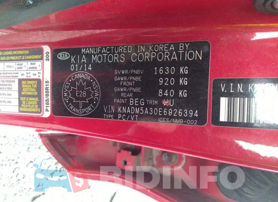 KNADM5A30E6926394 Photo# 9