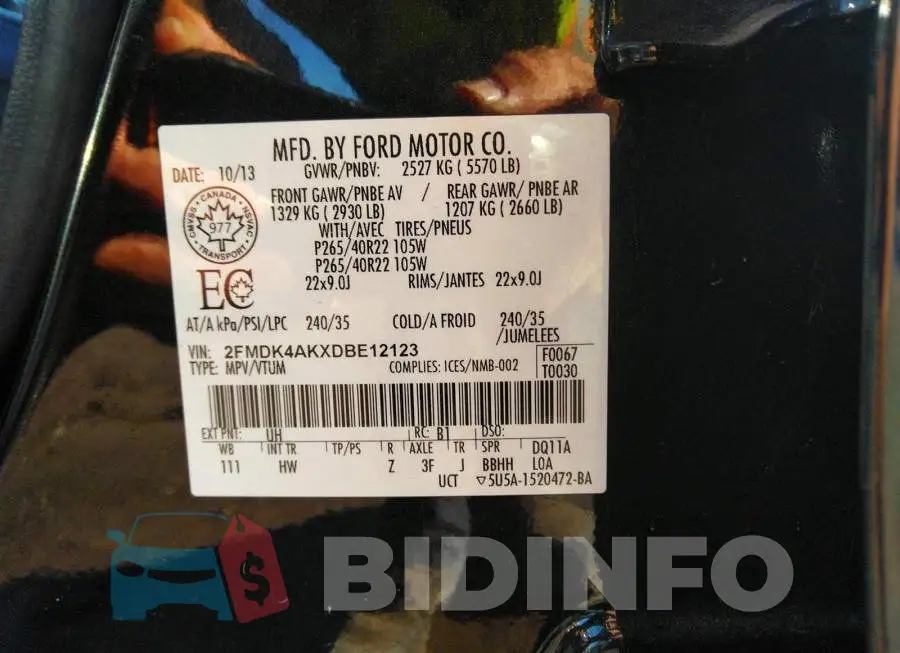 2FMDK4AKXDBE12123 Photo# 9