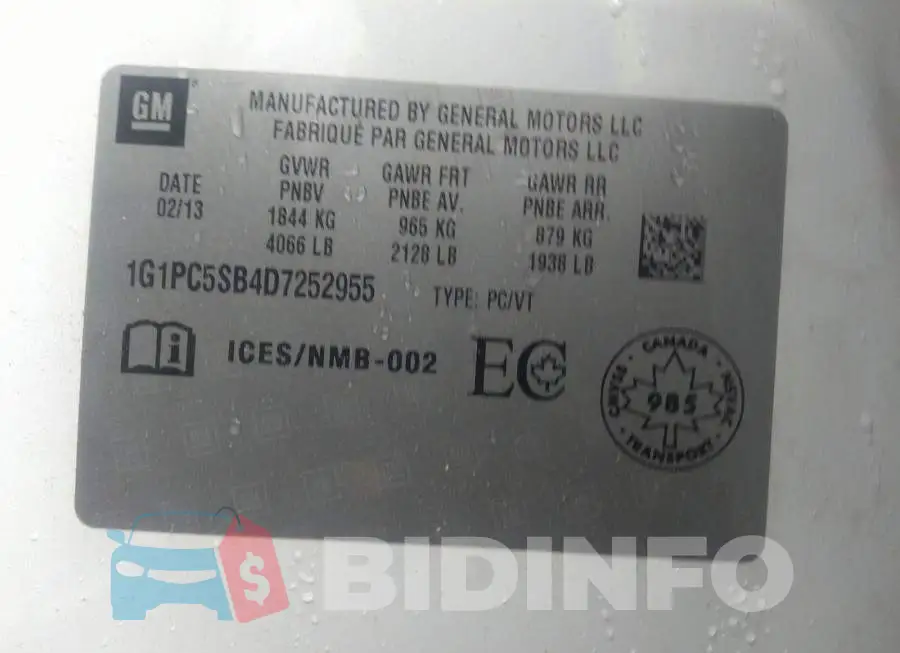 1G1PC5SB4D7252955 Photo# 9