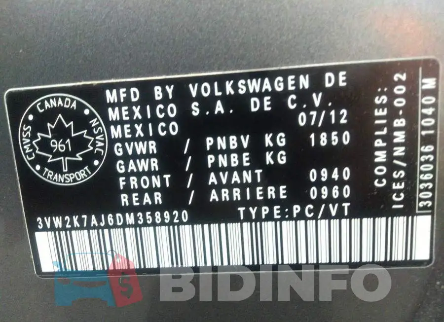 3VW2K7AJ6DM358920 Photo# 9