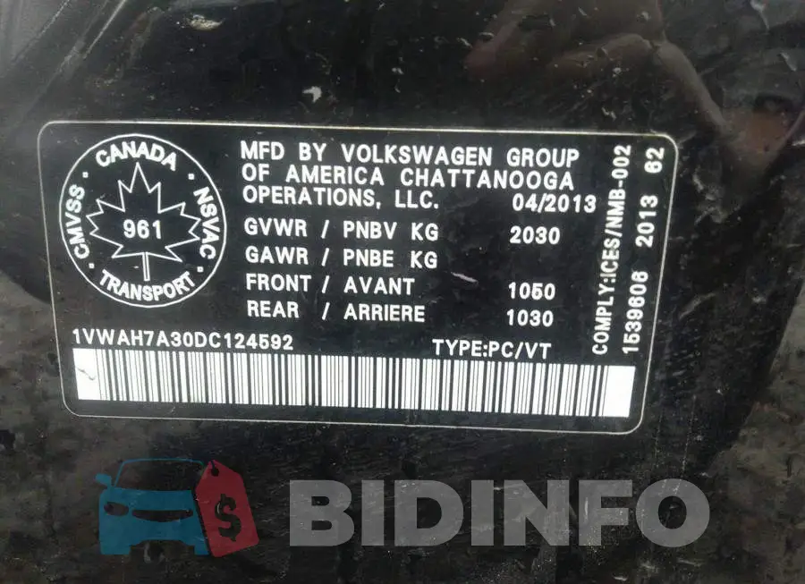 1VWAH7A30DC124592 Photo# 9