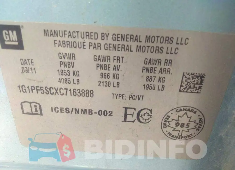 1G1PF5SCXC7163888 Photo# 9
