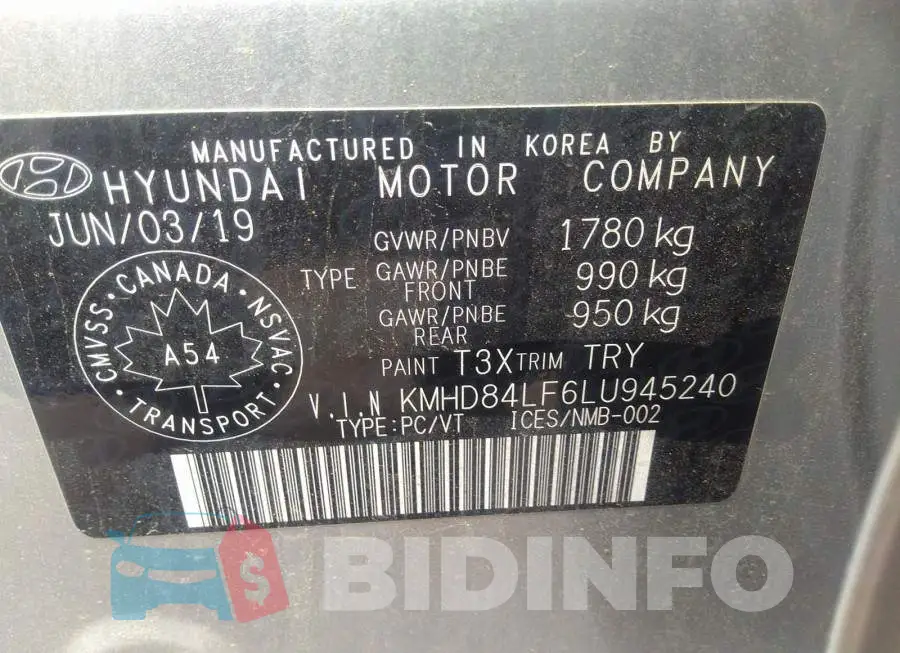 KMHD84LF6LU945240 Photo# 9