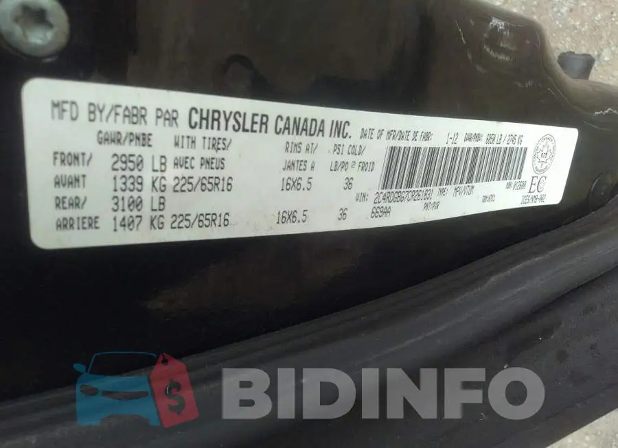 2C4RDGBG7CR261831 Photo# 9