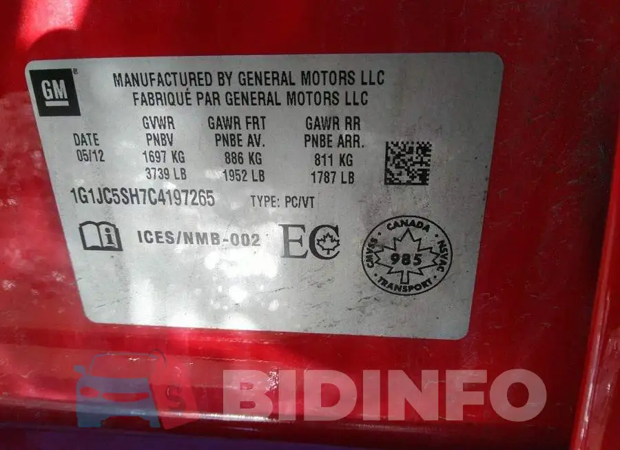 1G1JC5SH7C4197265 Photo# 9