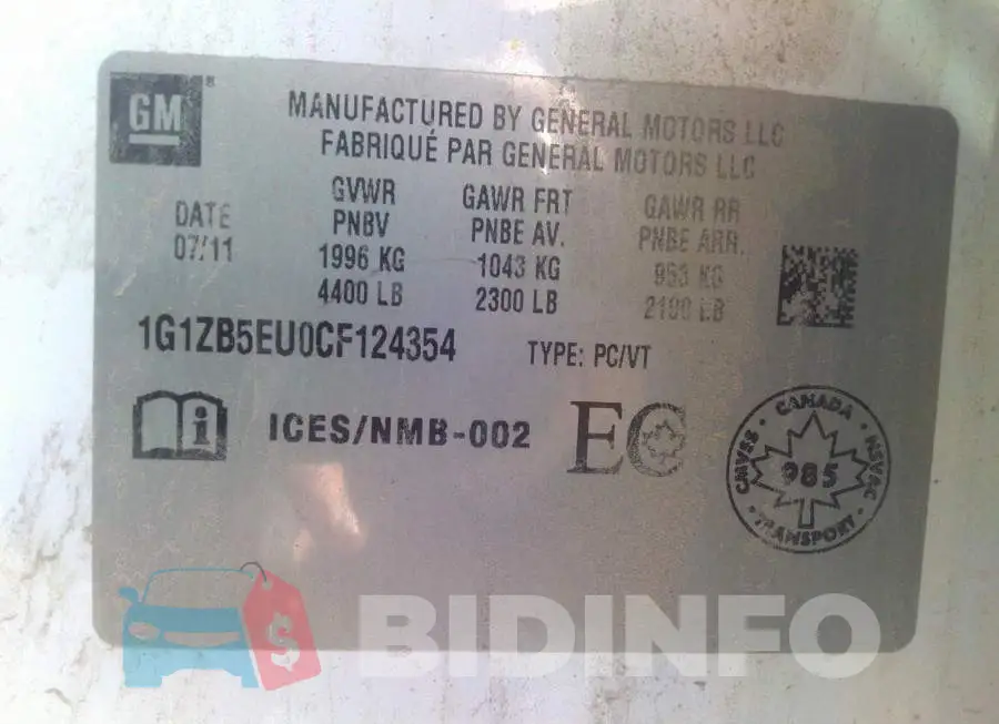 1G1ZB5EU0CF124354 Photo# 9