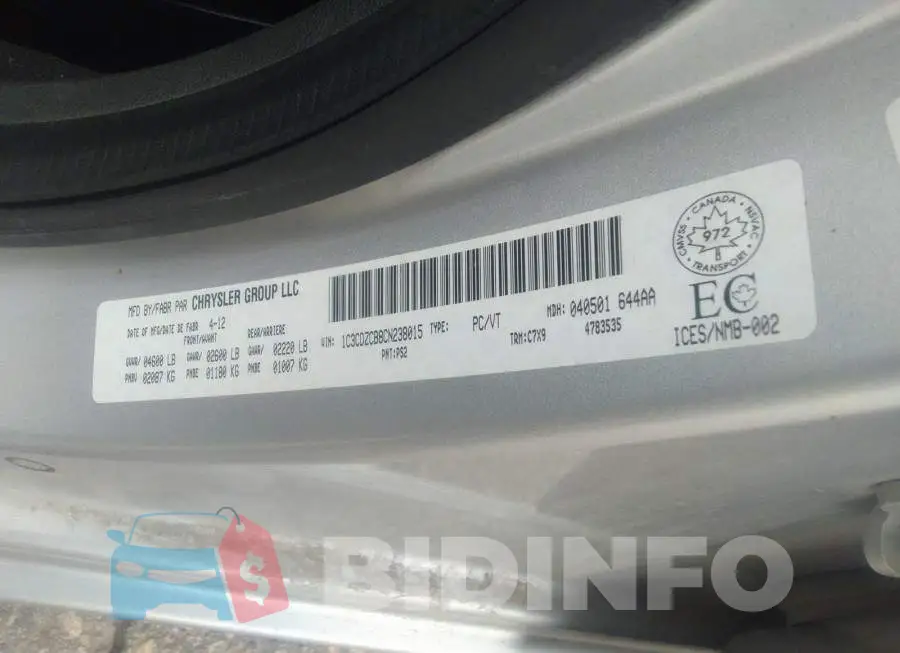 1C3CDZCB8CN238015 Photo# 9