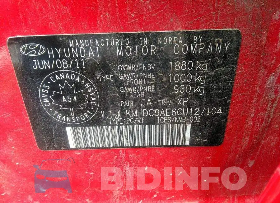 KMHDC8AE6CU127104 Photo# 9