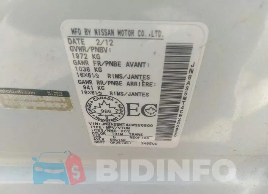 JN8AS5MT4CW286800 Photo# 9