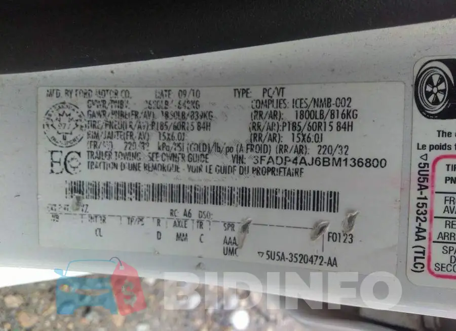 3FADP4AJ6BM136800 Photo# 9