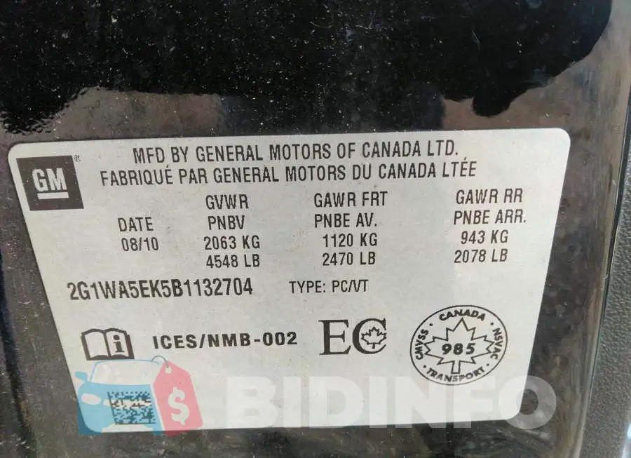 2G1WA5EK5B1132704 Photo# 9