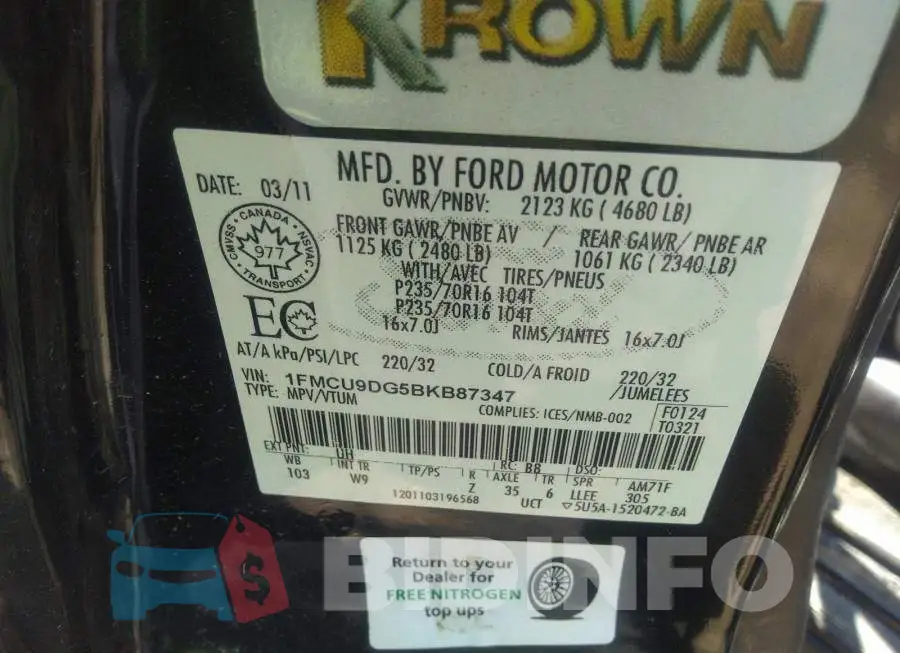 1FMCU9DG5BKB87347 Photo# 9