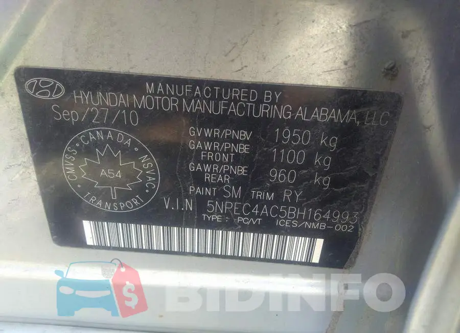 5NPEC4AC5BH164993 Photo# 9