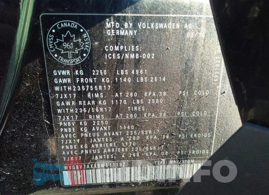 WVGBV7AXXBW511192 Photo# 9