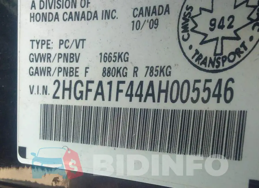 2HGFA1F44AH005546 Photo# 9