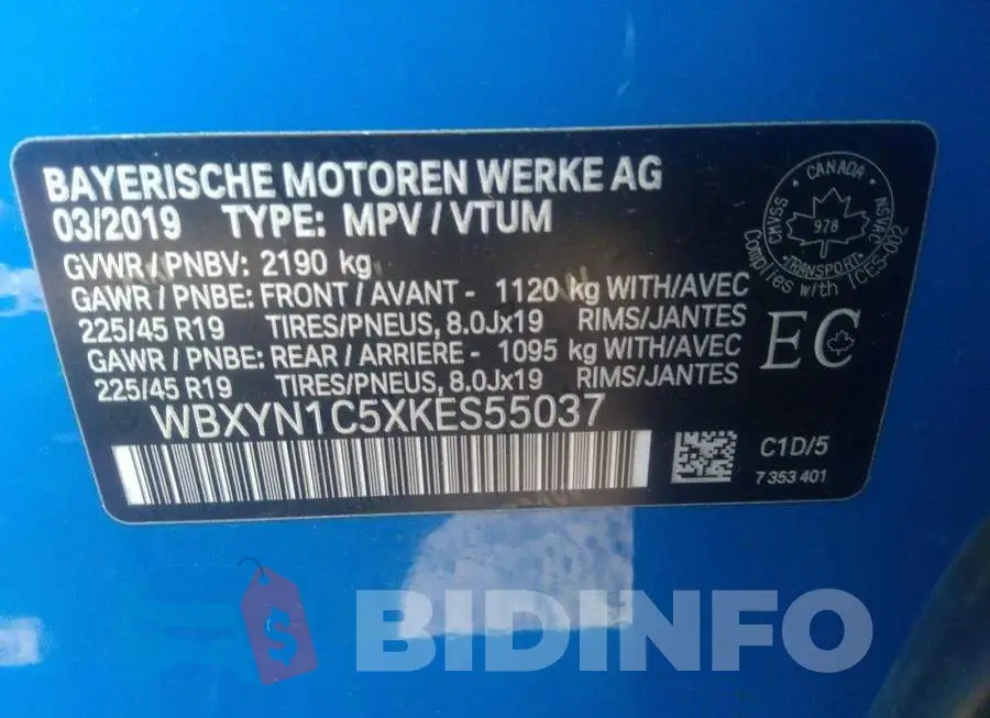 WBXYN1C5XKES55037 Photo# 9