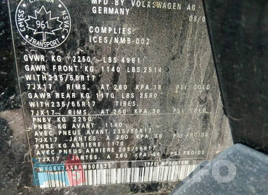 WVGBV7AX8AW508533 Photo# 9