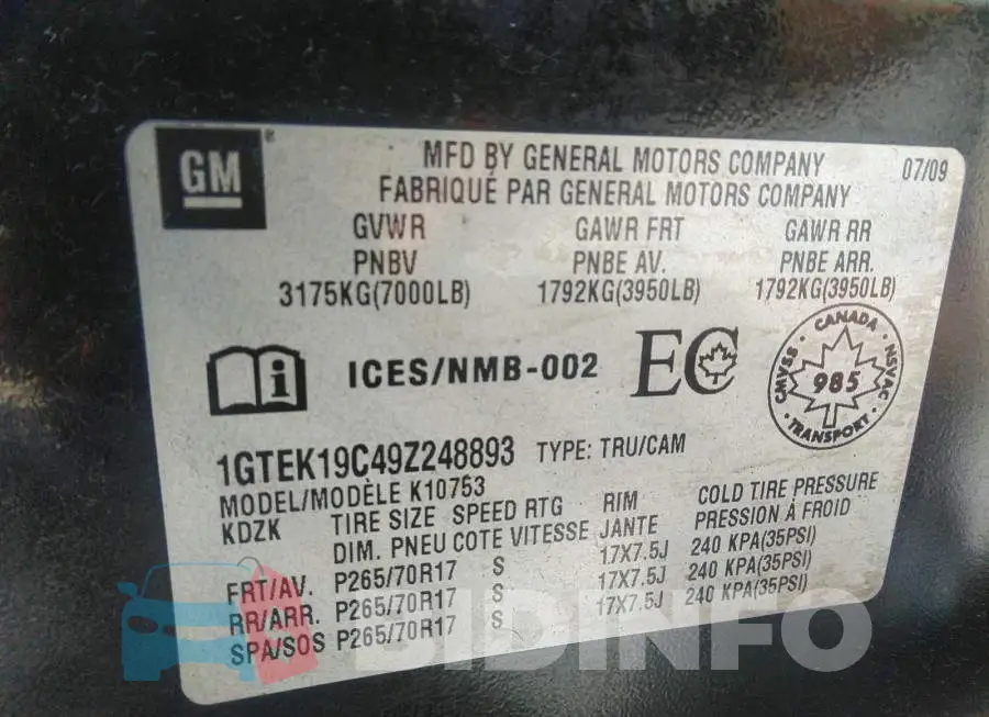 1GTEK19C49Z248893 Photo# 9