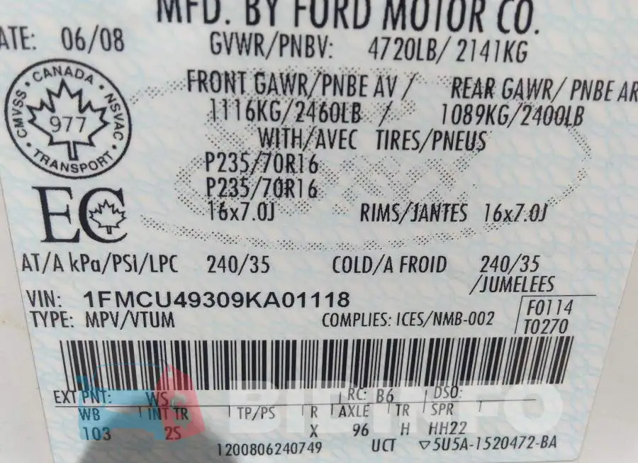 1FMCU49309KA01118 Photo# 9
