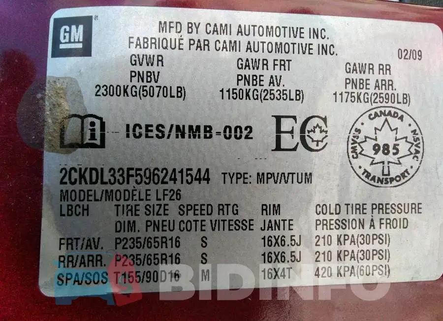 2CKDL33F596241544 Photo# 9