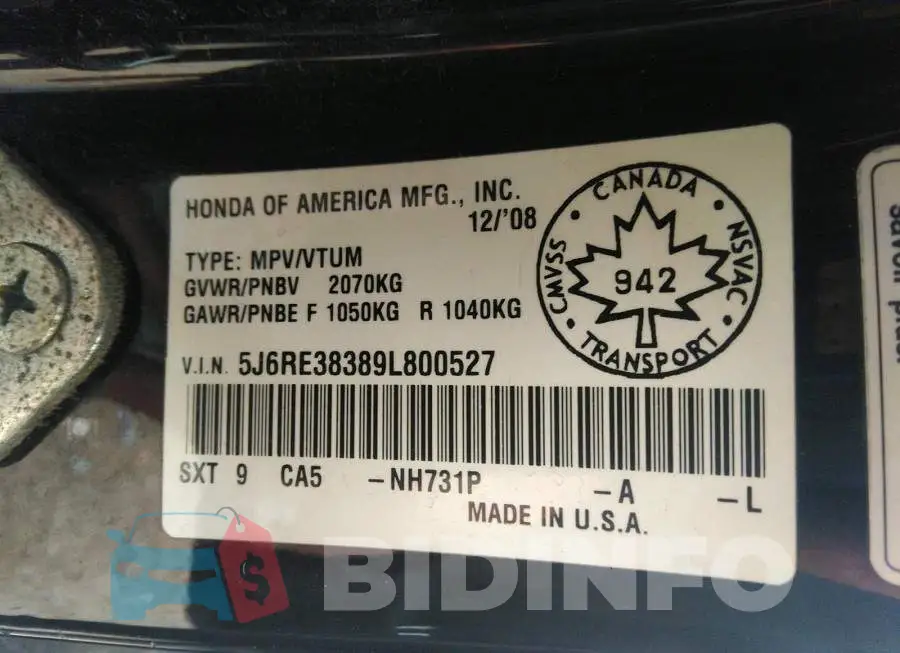 5J6RE38389L800527 Photo# 9
