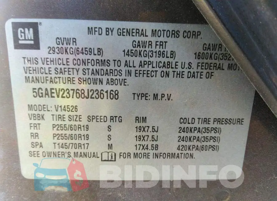 5GAEV23768J236168 Photo# 9