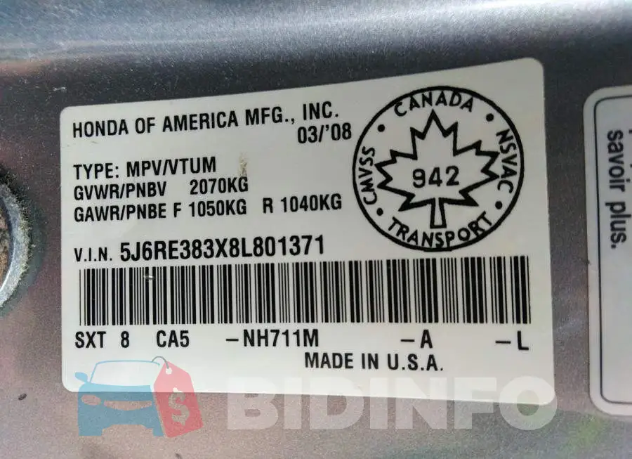 5J6RE383X8L801371 Photo# 9