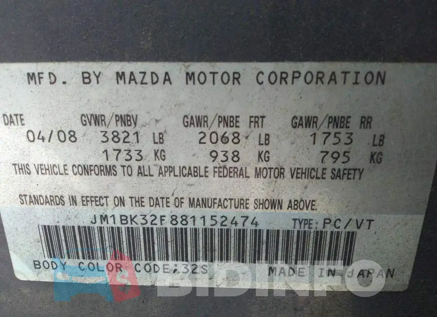 JM1BK32F881152474 Photo# 9