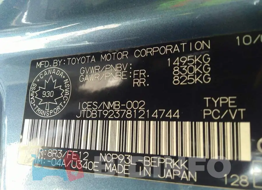 JTDBT923781214744 Photo# 9