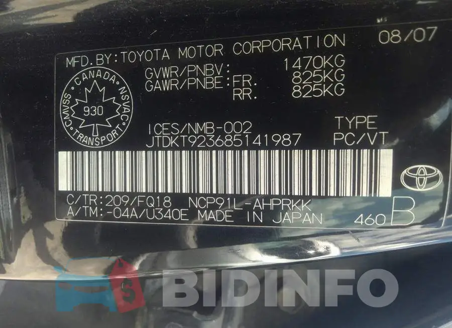 JTDKT923685141987 Photo# 9