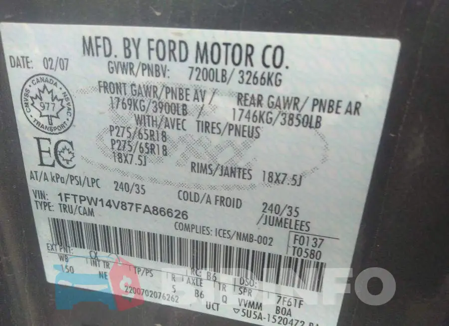 1FTPW14V87FA86626 Photo# 9
