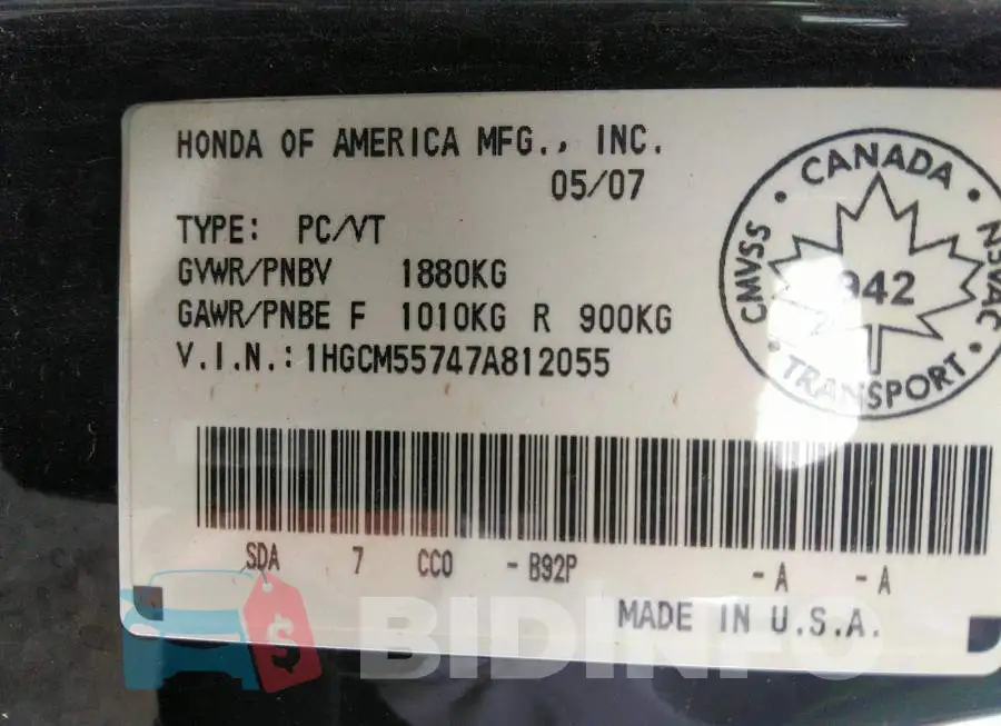 1HGCM55747A812055 Photo# 9