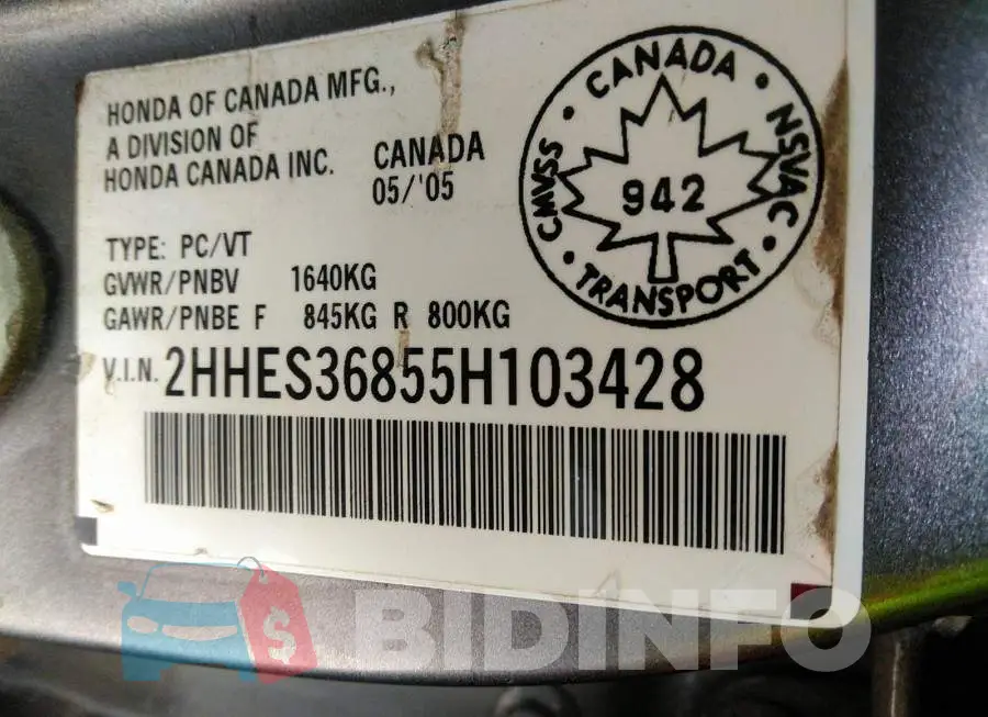 2HHES36855H103428 Photo# 9