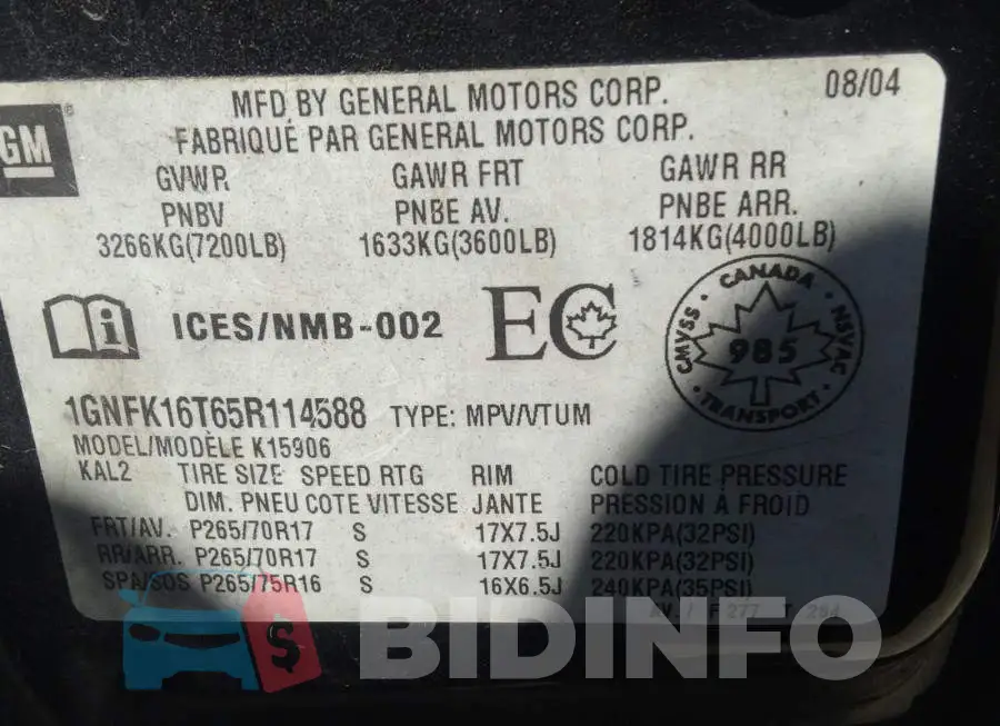 1GNFK16T65R114588 Photo# 9