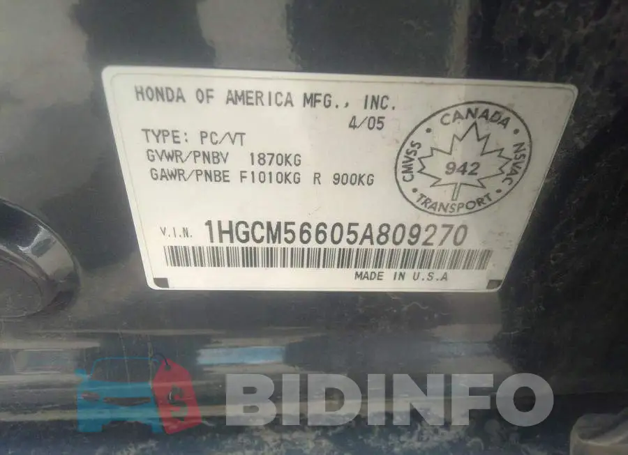 1HGCM56605A809270 Photo# 9