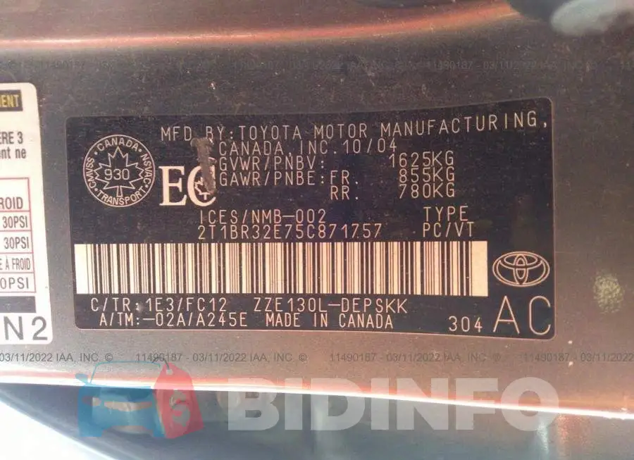 2T1BR32E75C871757 Photo# 9