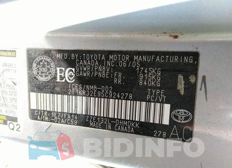2T1KR32E95C924278 Photo# 9