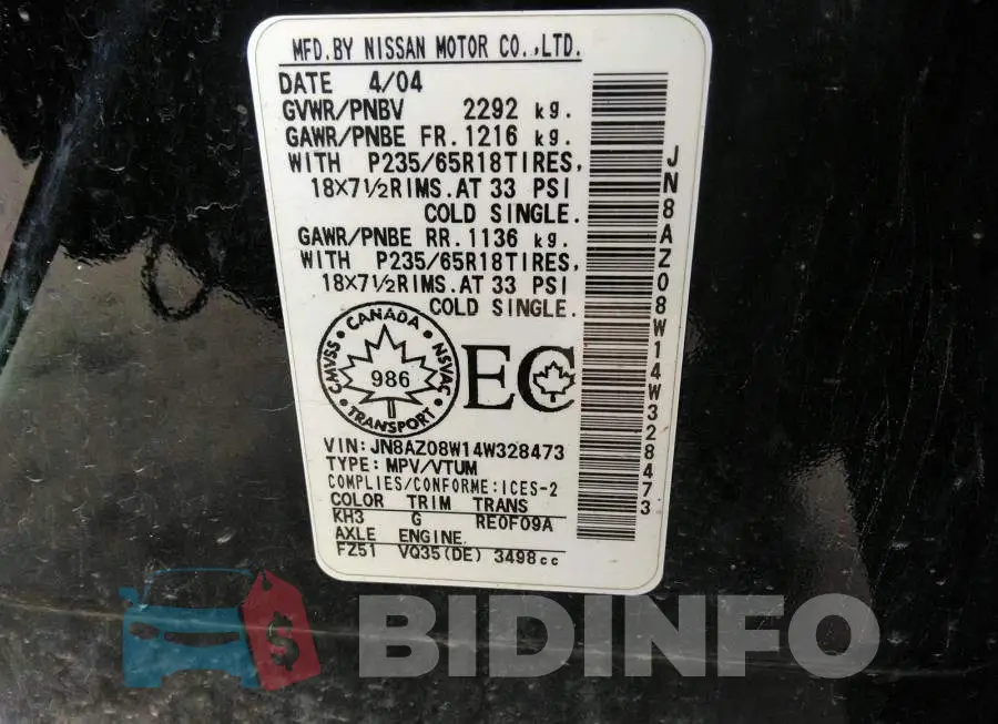 JN8AZ08W14W328473 Photo# 9