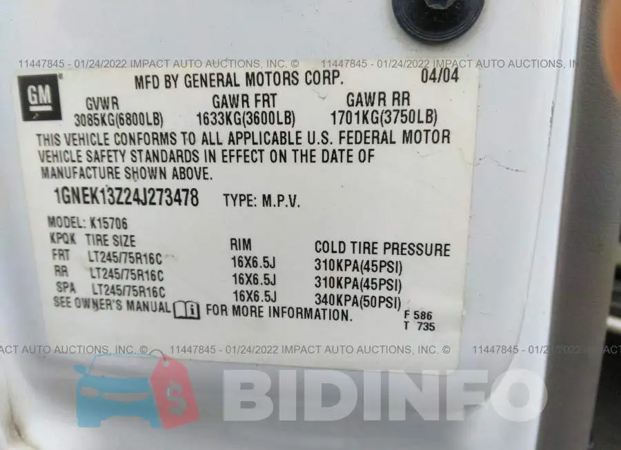 1GNEK13Z24J273478 Photo# 9