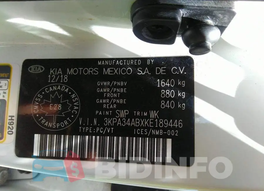 3KPA34ABXKE189446 Photo# 9