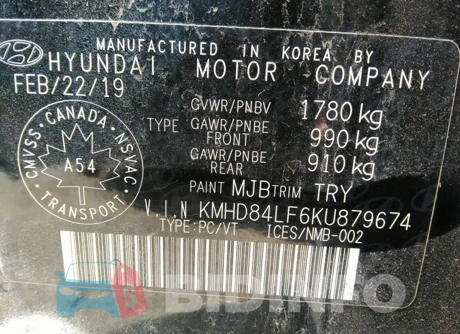 KMHD84LF6KU879674 Photo# 9