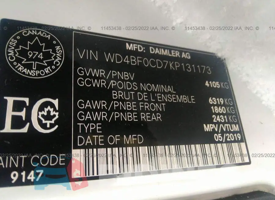WD4BF0CD7KP131173 Photo# 9