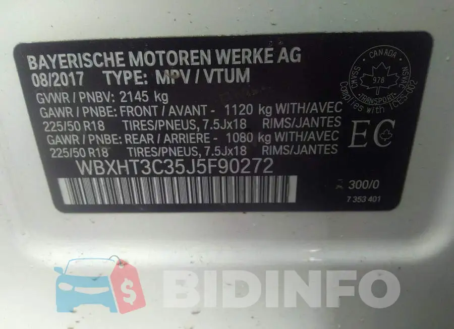 WBXHT3C35J5F90272 Photo# 9