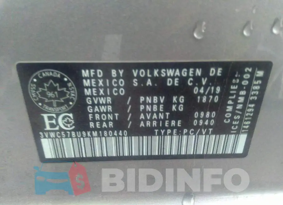 3VWC57BU9KM180440 Photo# 9